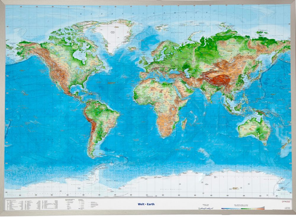 hengel geestelijke gezondheid Michelangelo 3D Raised Relief Map Earth large (german) - georelief - Made in Germany